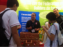 ClayClay mini bricks used on the Federation of Master Builders Stand at Excel's WorldSkills Show Early October 2011. Visitors to the FMB stand helped build the model house