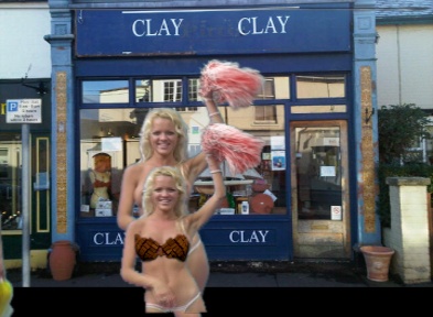 Link to Brikini Girls Video. Clay Clay in Bembridge with model and 'Brikini'