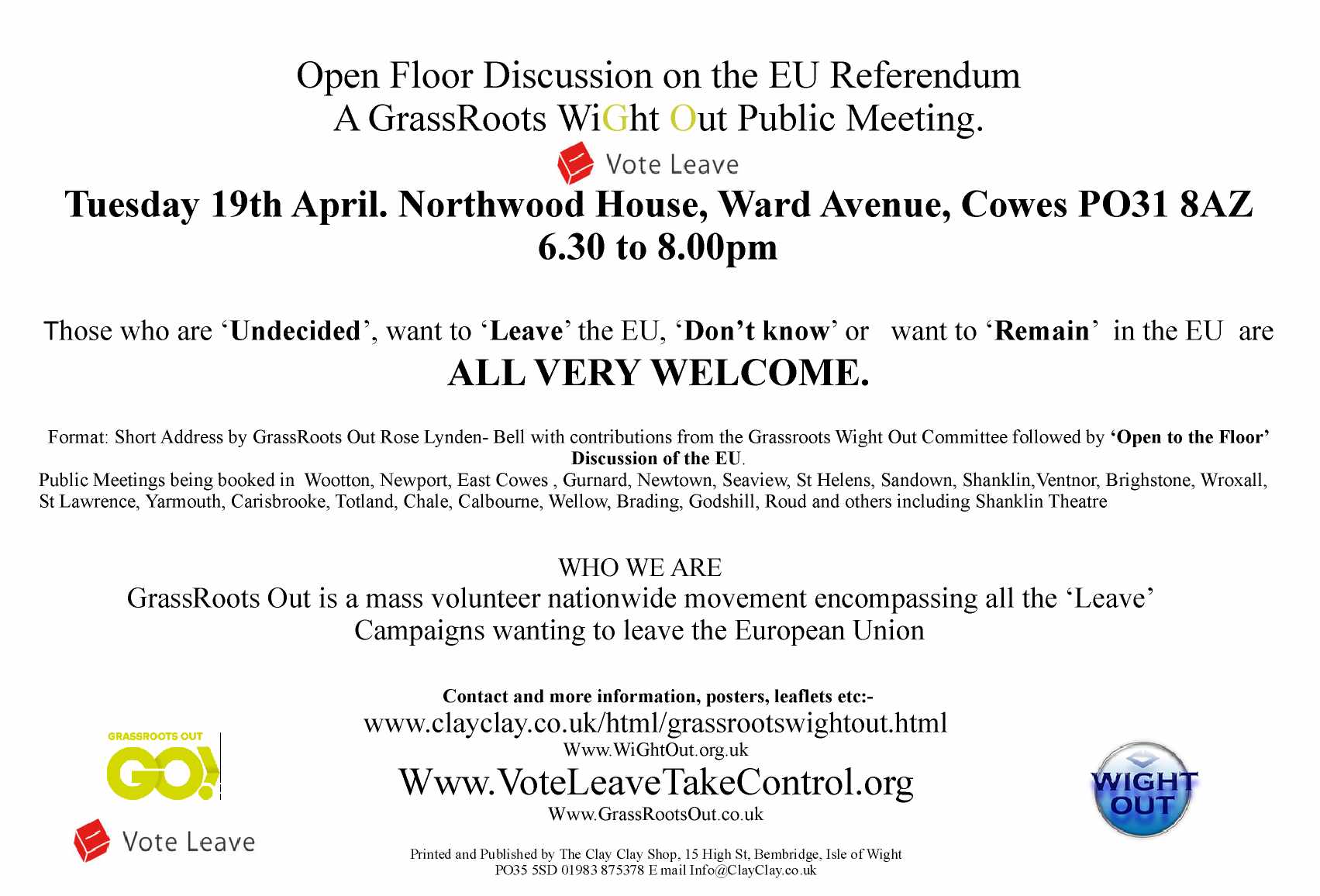 Invitation to Northwood House 19th April Public Meeting