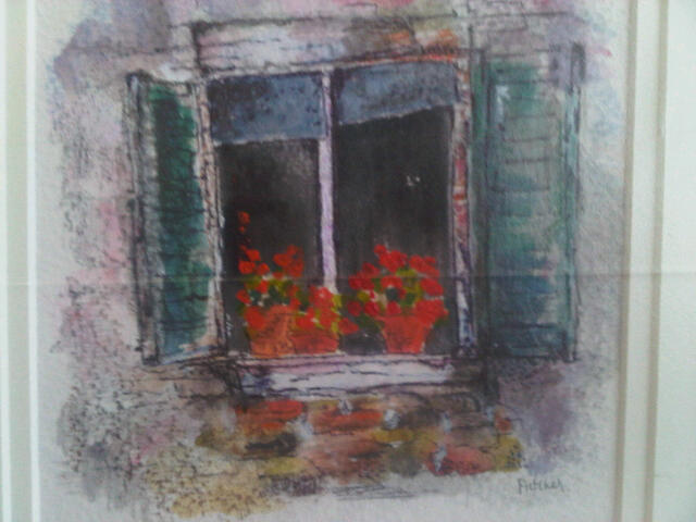 Original art Jigsaw. Window using handmade Isle of Wight mini bricks by Liz Fletcher on  display in the Bembridge ClayClay Shop. along with many of her other paintings