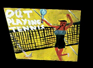 BB Bango. Maria Sharapova winning 2012 French Tennis Open. Acrylic on  30*30cm Terracotta tile. �15 