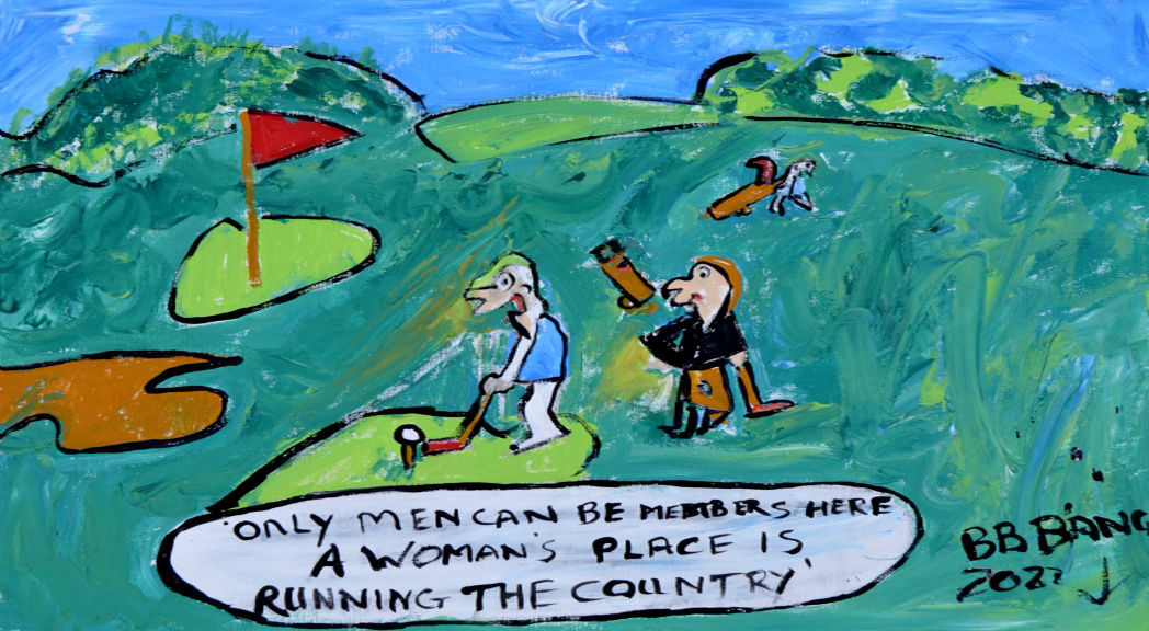 A womans place is running the country' 39 by 49cm Acrylic on Canvas by BB Bango £60 when Liz Truss was PM