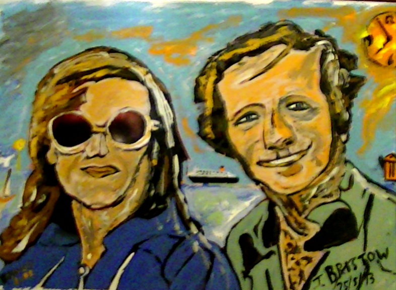 Pop Art Commission like this one of a 'Couple in Isle of Wight' (photo taken 1972) showing original photo and finished Pop Art Caricature.