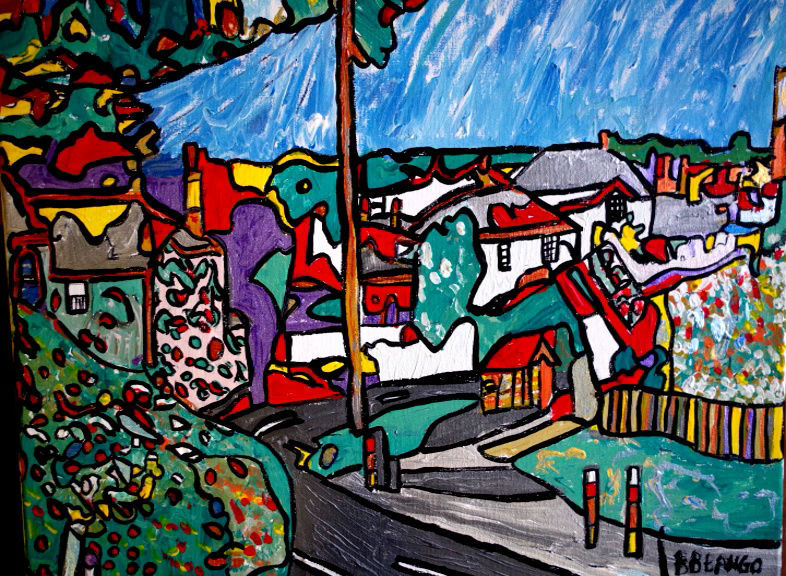 'Bembridge Hill up from the harbour' by BB Bango acrylic on canvas. Sold to Gloucestershire collector April 2022