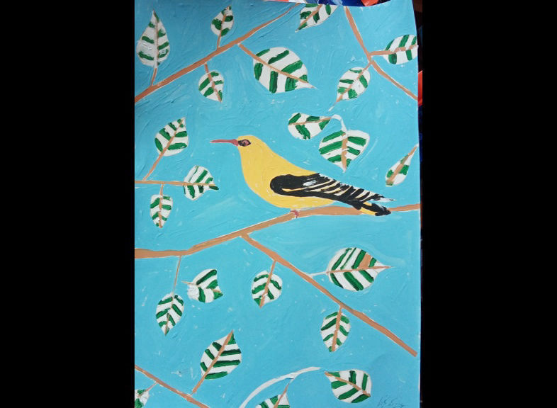 'Birds on a twig' Acrylic on paper A3 size by BB Bango £65