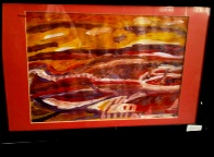 BB Bango Sea Sunset Acrylic on paper Framed  �25. On display Bembridge
