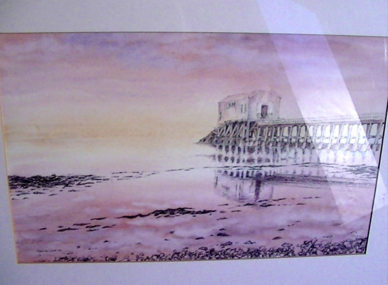 'Bembridge old Lifeboat Station' by Tom Milne in 2002. Original Watercolour on canvas Mounted and frame with glass. 44*29cm �145. On display ClayClay shop.