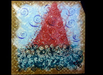 'Sails in the snow'. Original acrylic on 20*20cm terracotta tile by IW Artist Sienne Anderson