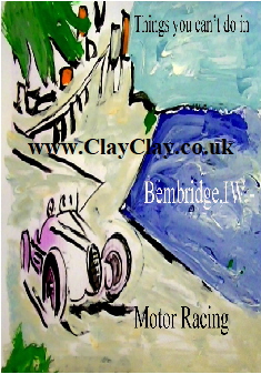 'Motor Racing' 'Things you can't and can do in Bembridge IW' Postcard based on original painting by BB Bango