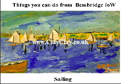 'Sailing' 'Things you can't and can do in  Bembridge' Postcard based on original painting by BB Bango