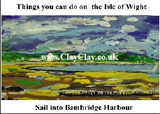 'SAil into Harbour 'Things you can't and can do in  IW' Postcard based on original painting by BB Bango
