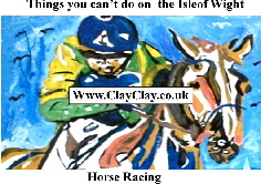 'Horse Racing' 'Things you can't and can do in  IW' Postcard based on original painting by BB Bango