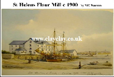 'St Helens Mill' Postcard Based on original watercolour by M Pearson . Original painting on display in ClayClay Shop