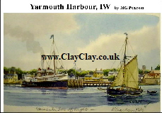 'Yarmouth Harbour' Postcard Based on original watercolour by M Pearson . Original painting on display in ClayClay Shop