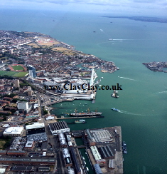 'Aerial Portsmouth 2014'. Postcard based on original Bango Photograph and paintings of figures