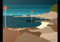 Original art. Seagrove Bay by Suzanne Whitmarsh on  display in the  ClayClay Shops. 50*40cm £135 