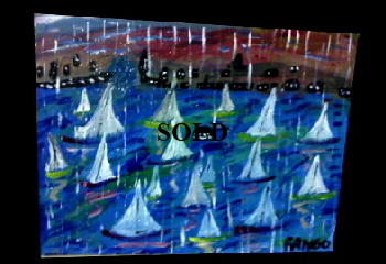 BB Bango Rainy Sailing. Acrylic on canvas . £35 On display Bembridge