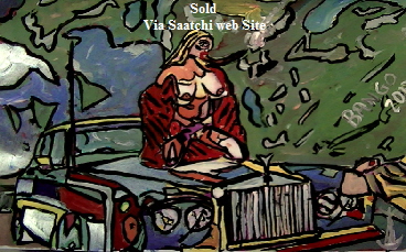 'Nude on Rolls' by BB Bango. One of a selection of A4 sized acrylic on paper and framed original photo based paintings.  SOLD via Saatchi web site. Also postcards available. This picture was painted July 26th 2013 .