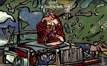 'Nude on Rolls' by BB Bango. One of a selection of A4 sized acrylic on paper and framed original photo based paintings.  SOLD via Saatchi web site. Also postcards available. This picture was painted July 26th 2013 .