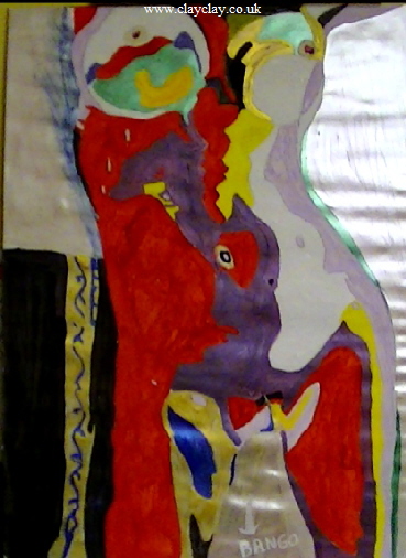 'Colours Nude' by BB Bango. �125 70*50cm Acrylic on paper.. This picture was painted August 23rd 2013 .