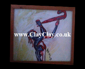 �Abstract Saxo� by BB Bango. Acrylic on Paper.  Framed, glass 29*20cm �25. On display Bembridge shop. Also postcards available. This picture painted 20th April 2013 is based on an �EspadaRolls� Glamour model photo shoot for the �Tacky..... Original Music� music videos.