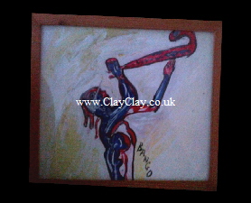 ‘Abstract Saxo’ by BB Bango. Acrylic on Paper.  Framed, glass 29*20cm £25. On display Bembridge shop. Also postcards available. This picture painted 20th April 2013 is based on an ‘EspadaRolls’ Glamour model photo shoot for the ‘Tacky..... Original Music’ music videos.