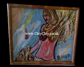 ‘Abstract Amy’ by BB Bango. Acrylic on Paper.  Framed, glass 29*20cm £15. On display Bembridge shop. Also postcards available. This picture painted 20th April 2013 is based on an ‘EspadaRolls’ Glamour model photo shoot for the ‘Tacky..... Original Music’ music videos.