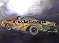 'Dream Car 3' by BB Bango to use in new Saucy Postcards acrylic A4 size on paper £40. On display Bembridge Shop