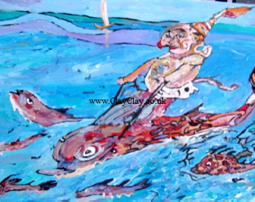 'Fish Riding'  by  BB Bango Acrylic 24*18"  on canvas board £75. On display Bembridge Shop