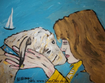 'Dog and Lady'  by  BB Bango Acrylic 20*16"  on canvas board £125. 
