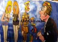 'Saucy Figures 5' by BB Bango to use in new Saucy Postcards acrylic A4 size on paper £40. On display Bembridge Shop