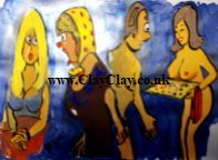 'Saucy Figures 1' by BB Bango to use in new Saucy Postcards acrylic A4 size on paper £40. On display Bembridge Shop
