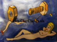 'Saucy Figures 11' by BB Bango to use in new Saucy Postcards acrylic A4 size on paper £40. On display Bembridge Shop