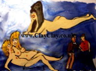 'Saucy Figures 12' by BB Bango to use in new Saucy Postcards acrylic A4 size on paper £40. On display Bembridge Shop