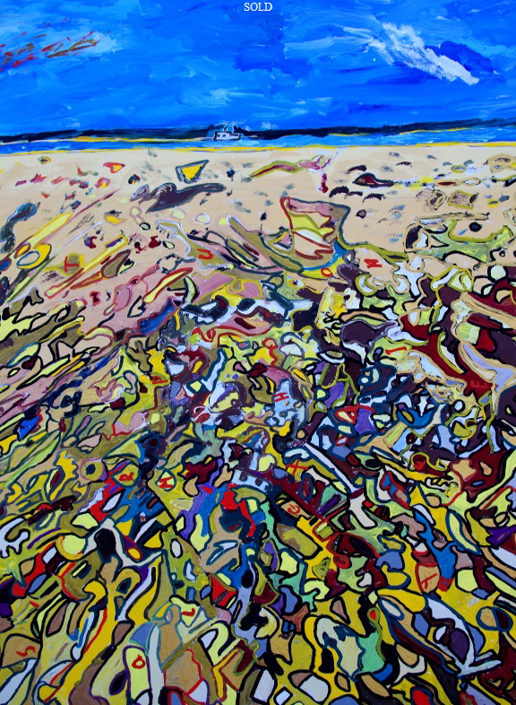 'Bembridge Beach to St Helens Fort' Painting by BB Bango in acrylic 50" by 40" Sold 'Bembridge Beach to St Helens Fort' Painting by BB Bango in acrylic 50" by 40" Sold