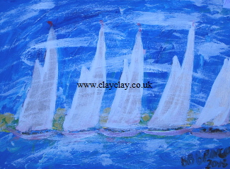 'Five Sails' 20 by  16 inches by BB Bango. July 15th 2015 Acrylic on canvas. On display Bembridge Shop £50