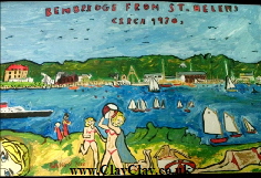 Bembridge from St Helens circa 1970s Based on original painting by BB Bango