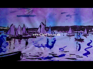 'Sails in Bembridge Harbour 1913' by BB Bango. One of a selection of A4 sized acrylic on paper and framed original photo based paintings �25. On display Bembridge shop. Also postcards available. This picture was painted mid May 2013 .