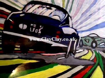 'Racing Beach' by BB Bango. One of a selection of A4 sized acrylic on paper and framed original photo based paintings �15. On display Bembridge shop. Also postcards available. This picture was painted mid May 2013 .