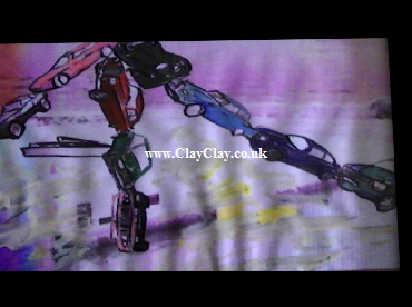 'String Cars' by BB Bango. One of a selection of A4 sized acrylic on paper and framed original photo based paintings �25. On display Bembridge shop. Also postcards available. This picture was painted mid May 2013 .