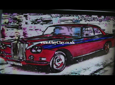 'Rolls Royce Silver Cloud 3 Mulliner Park Ward Continental 1965 (Chinese Eye)' by BB Bango. One of a selection of A4 sized acrylic on paper and framed original photo based paintings �60. On display Bembridge shop. Also postcards available. This picture was painted mid May 2013 .