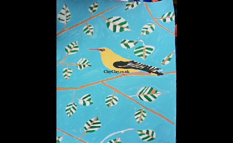 'Birds on a twig' Acrylic on paper A3 size by BB Bango   65