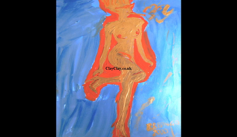 'Red figure' Acrylic on paper A3 size by BB Bango   �45