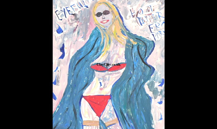 'Eyeful Red bikini' Acrylic on paper A3 size by BB Bango   �45