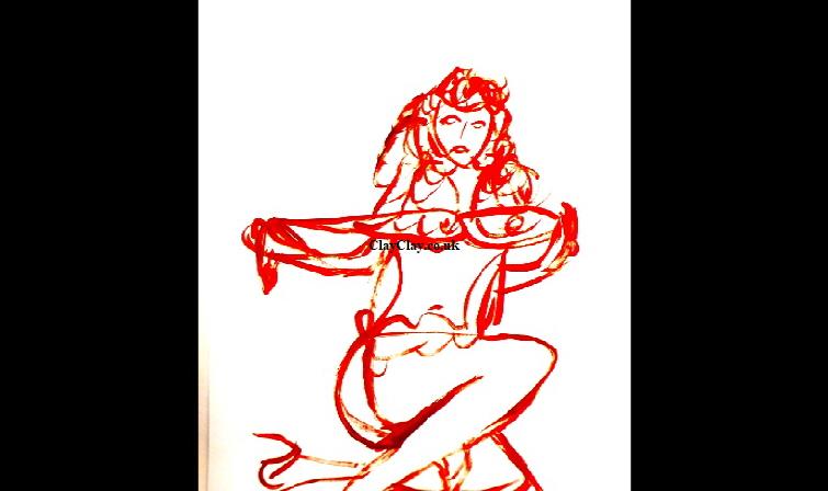 'Red bra' Acrylic on paper A3 size by BB Bango   Possible 2nd Gloribinas record album cover