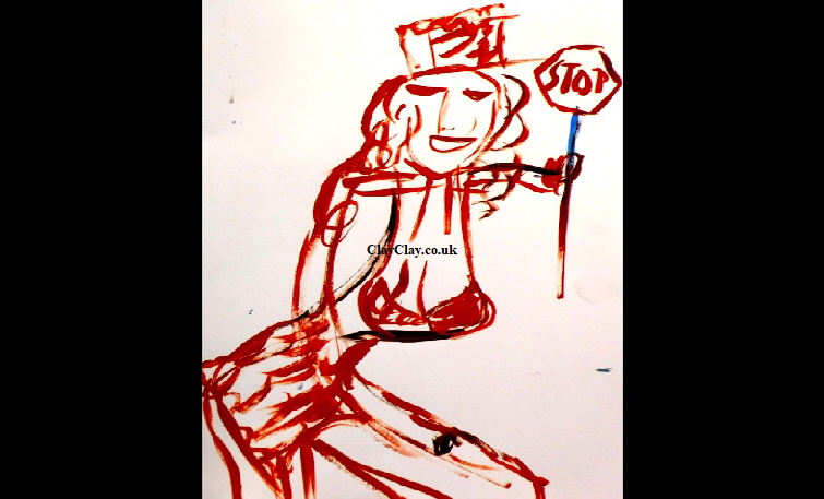 'Stop' Acrylic on paper A3 size by BB Bango   �45
