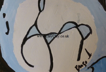'Bikini Blue' A painting by Vincent Van  Bango. A5 size Acrylic on paper. On display in Shop.