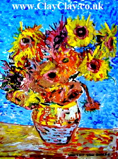 Wight Sunflowers Postcard basedcon 20*16" painting (now sold) by Vincent Van Bango