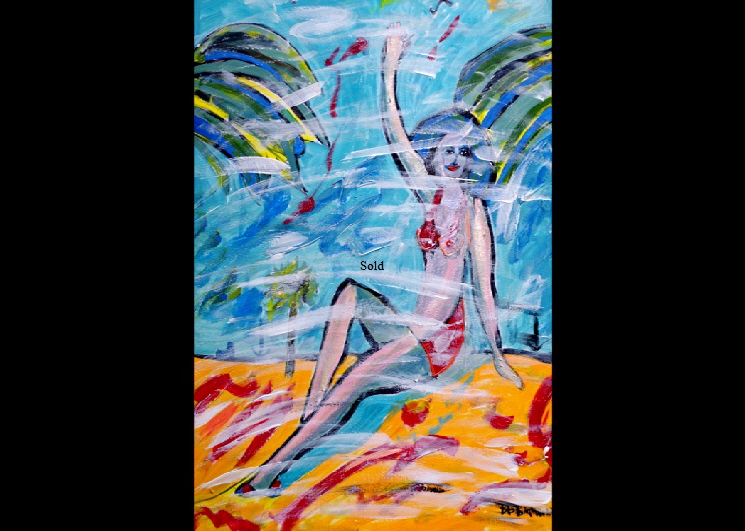 'See you on the beach' Acrylic on canvas 18 by 24"  by BB Bango   100