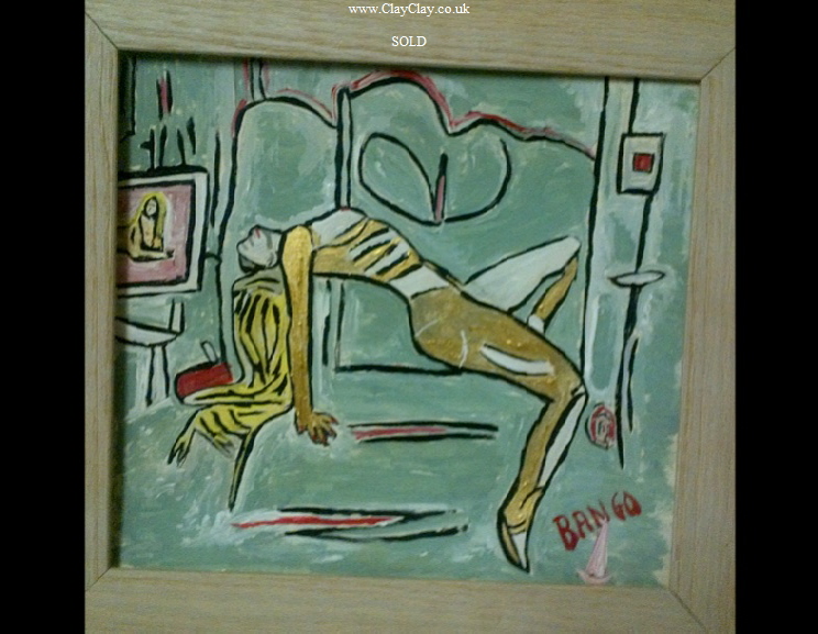 �Gold Nude� by BB Bango. Acrylic on paper, framed.  25*30cm SOLD. Also postcards available. This picture was painted 24th April 2013 